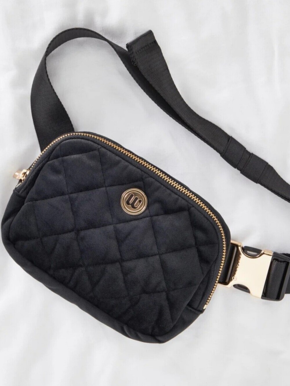 Wantable Quilted Black Crossbody Belt Bag